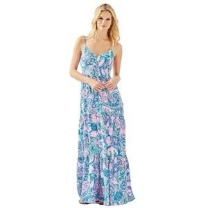 NEW Lily Pulitzer Melody Maxi Dress Pink Tropics Floral Print Long Length Size 6